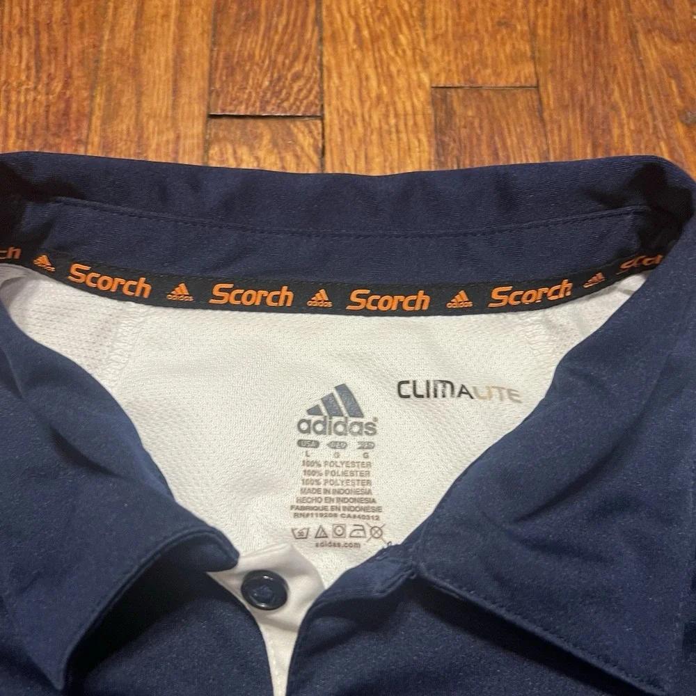 Adidas Akron Zips ClimaLite Scorch Men's Navy Golf Polo Shirt Size Large